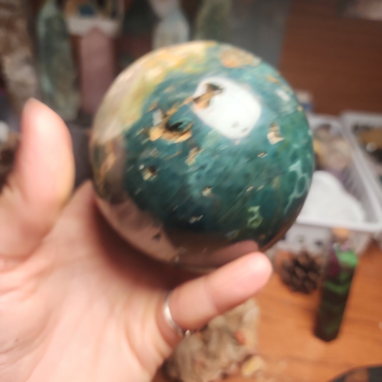Large Orbicular Ocean Jasper Druzy sphere