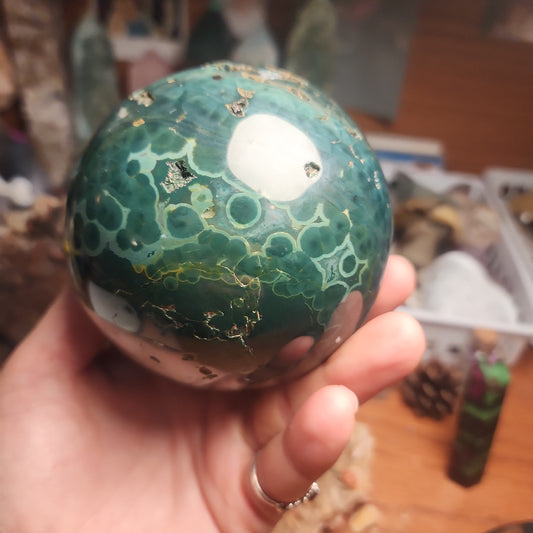 Large Orbicular Ocean Jasper Druzy sphere