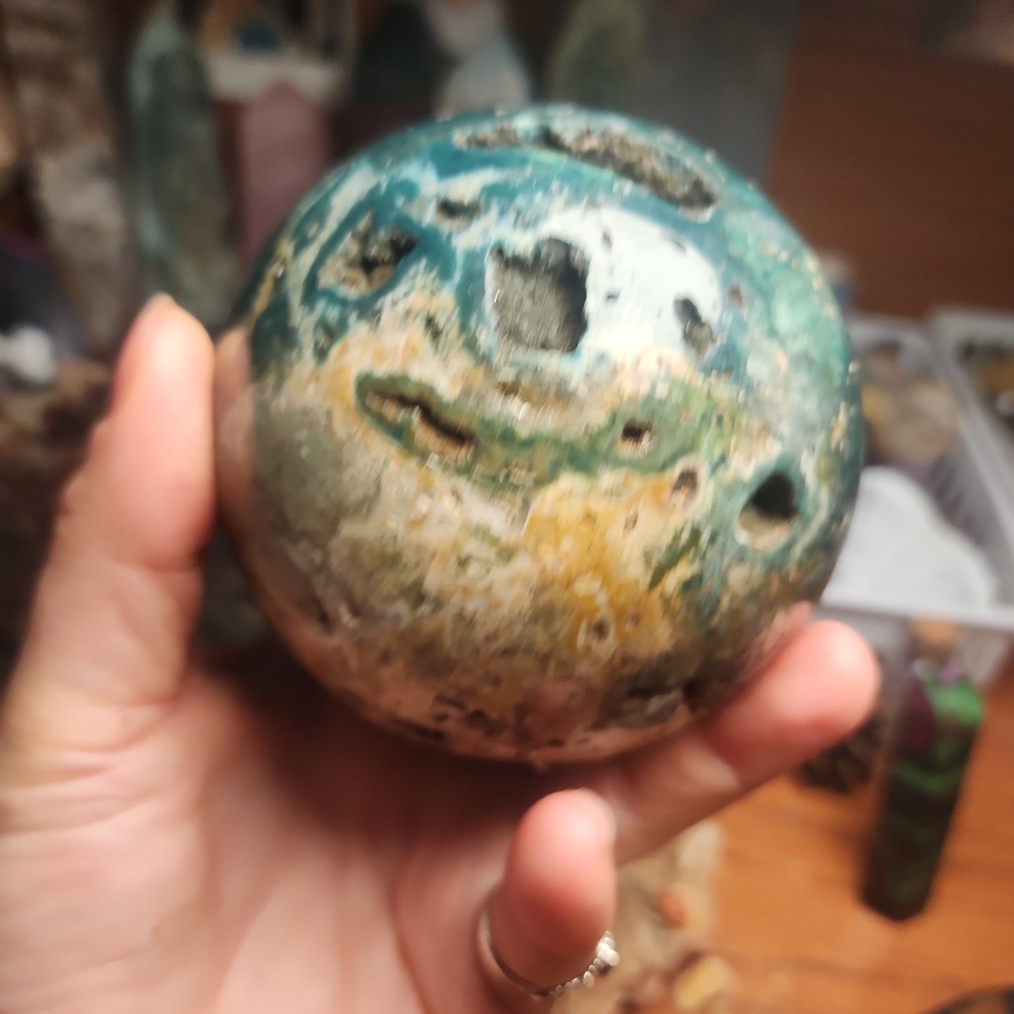 Large Orbicular Ocean Jasper Druzy sphere