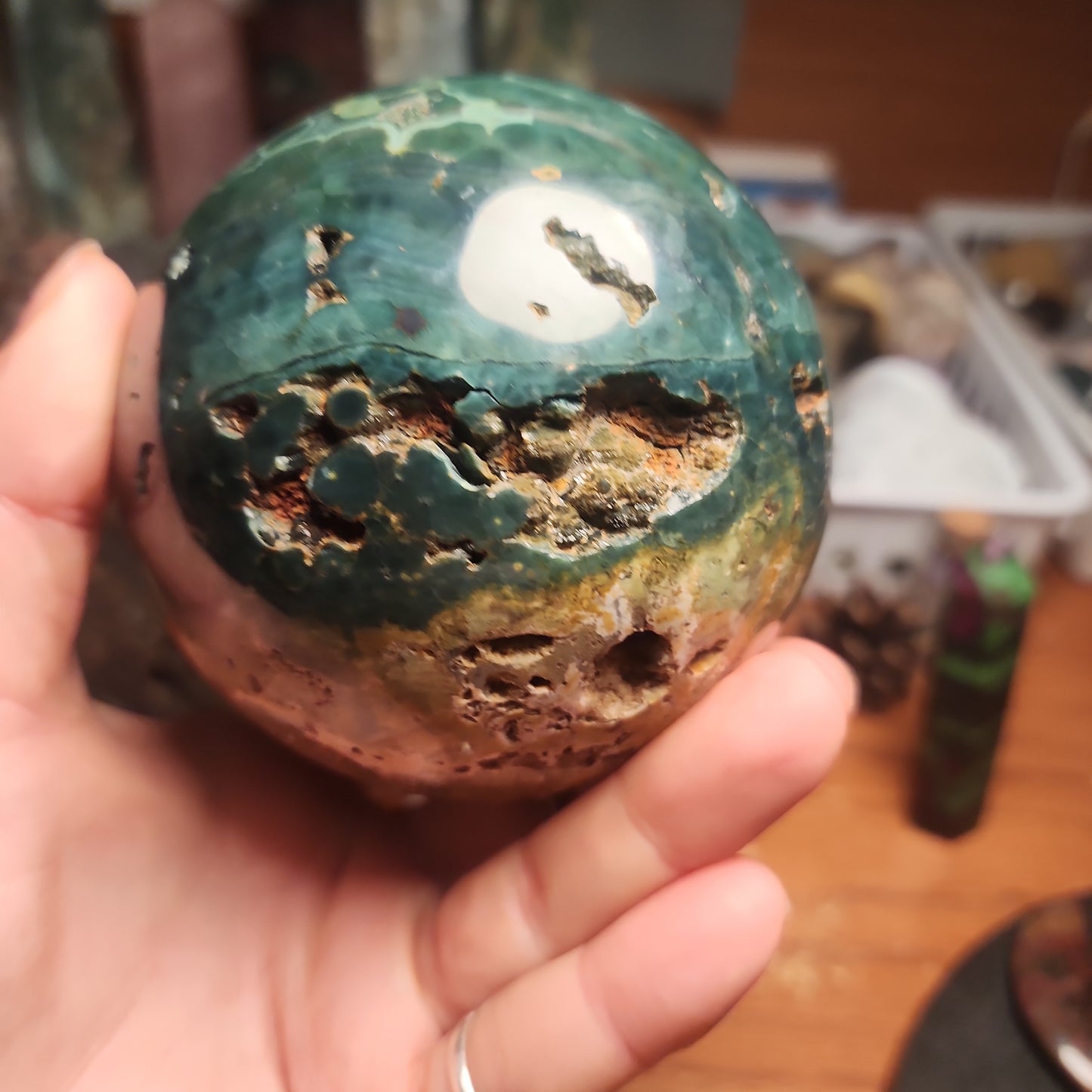 Large Orbicular Ocean Jasper Druzy sphere