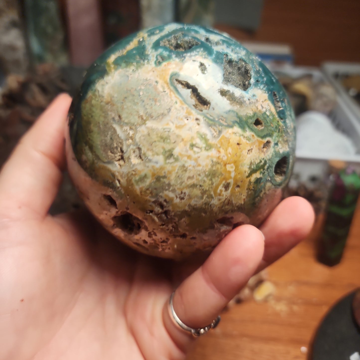 Large Orbicular Ocean Jasper Druzy sphere