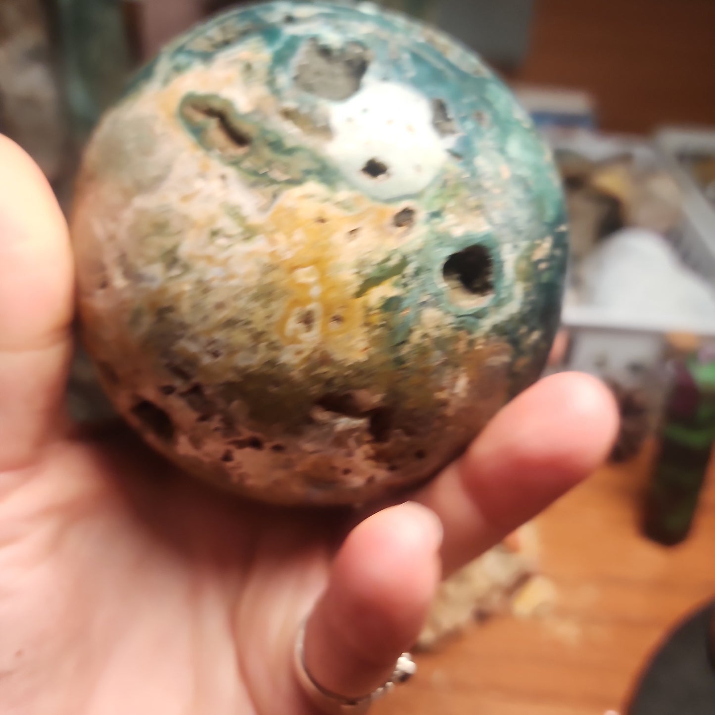 Large Orbicular Ocean Jasper Druzy sphere