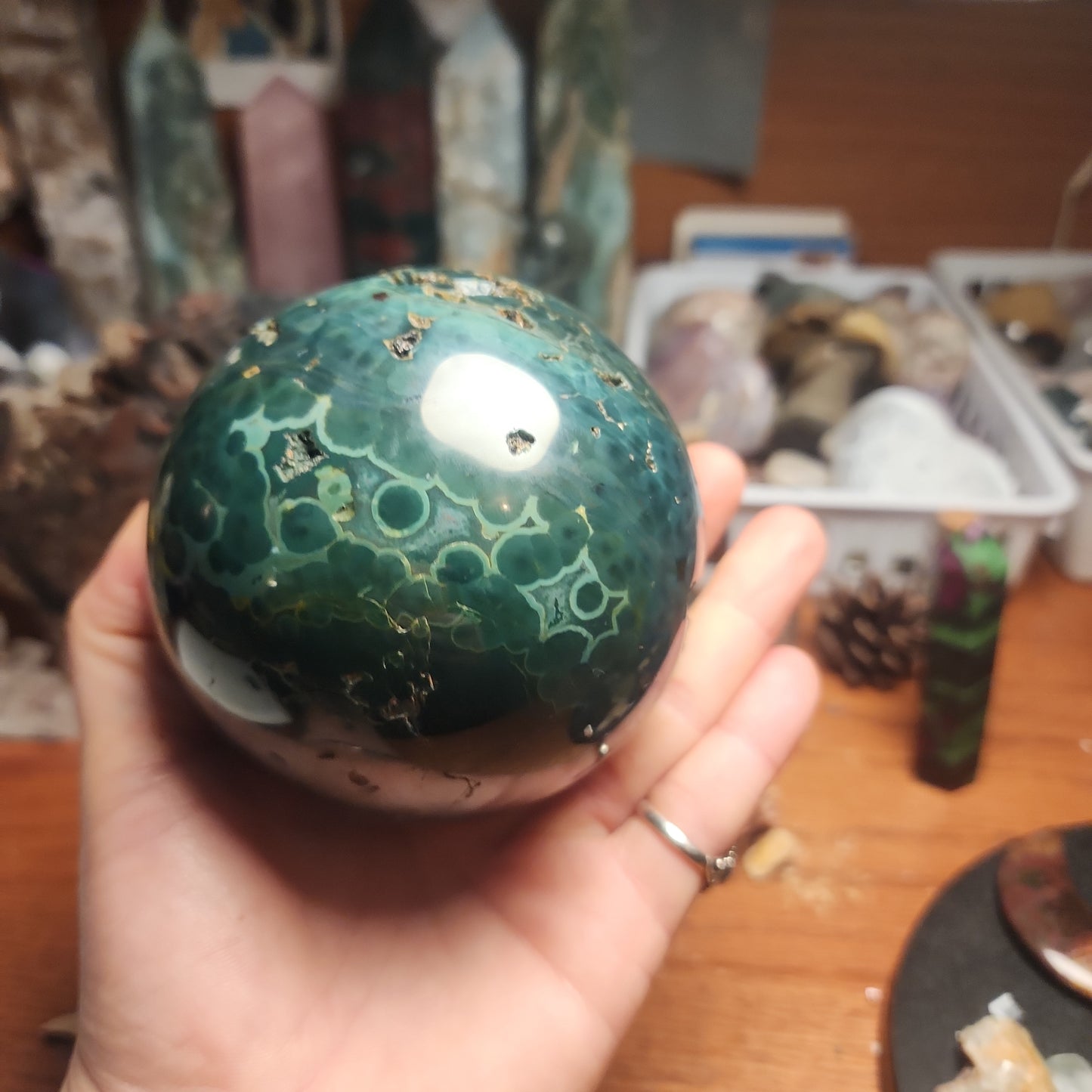 Large Orbicular Ocean Jasper Druzy sphere