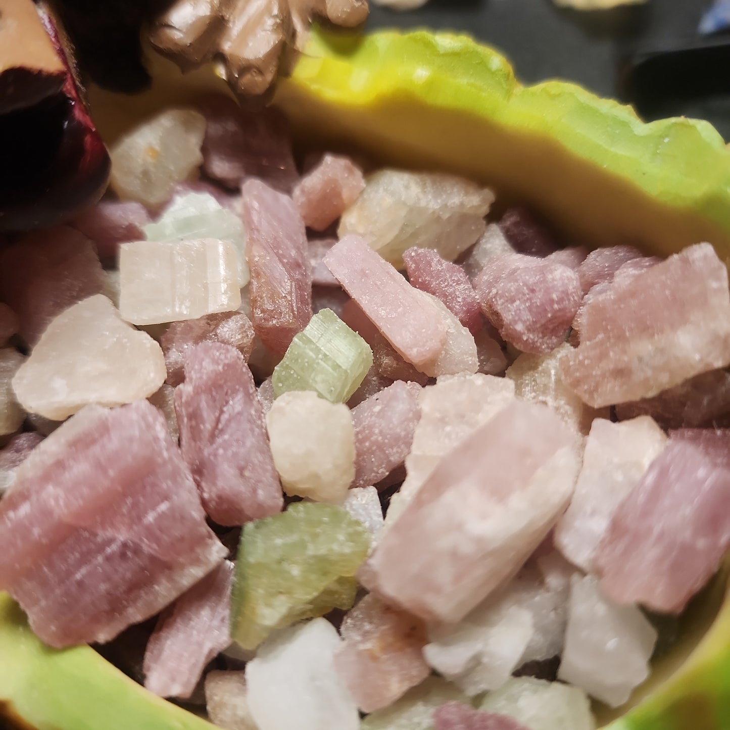 Raw Pink/Green Tourmaline crystals