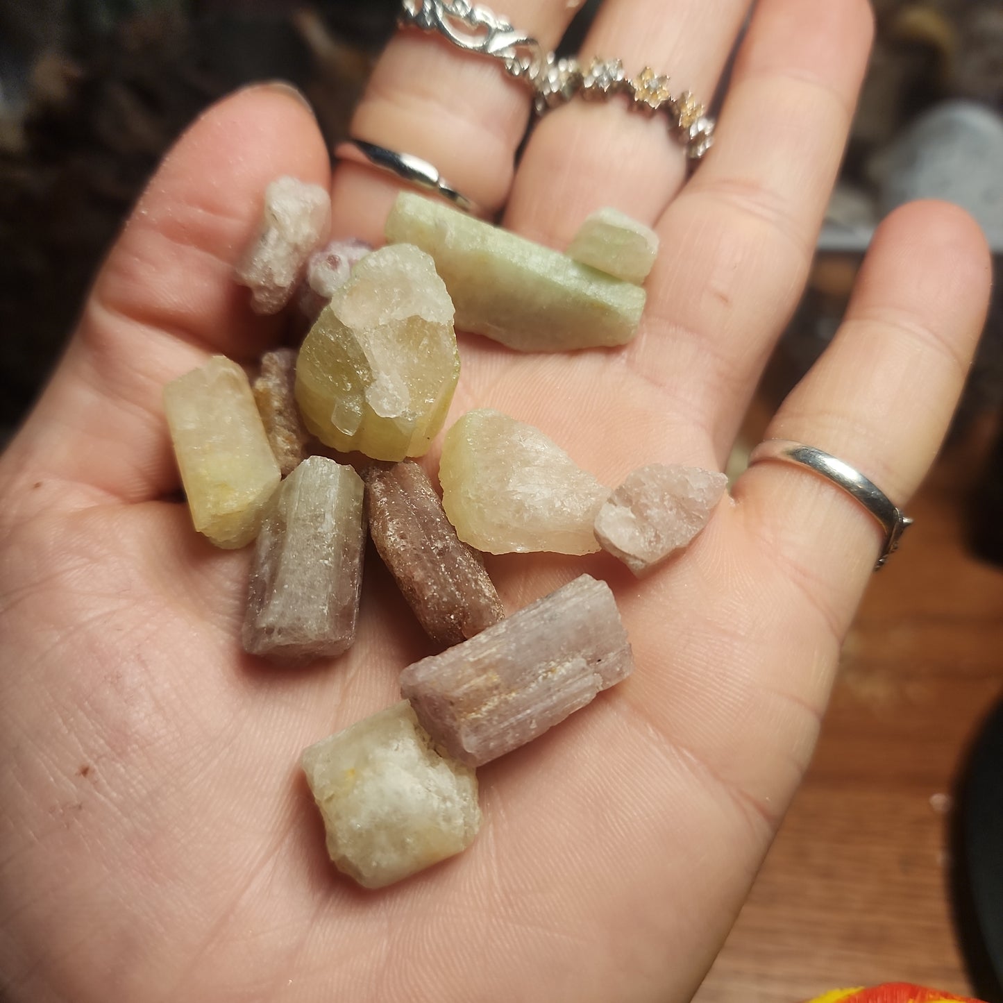 Raw Pink/Green Tourmaline crystals