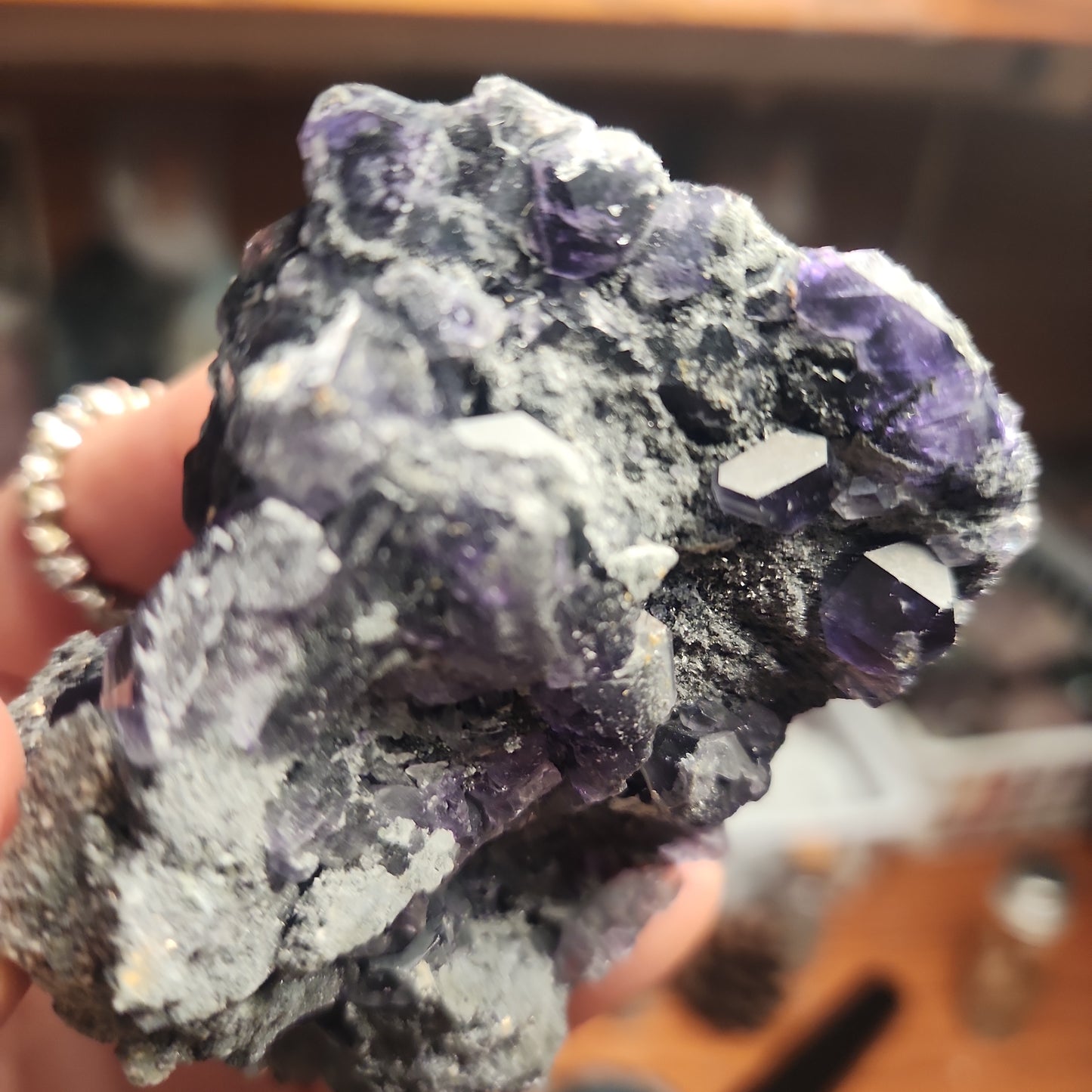 Black Sphalerite with purple Fluorite