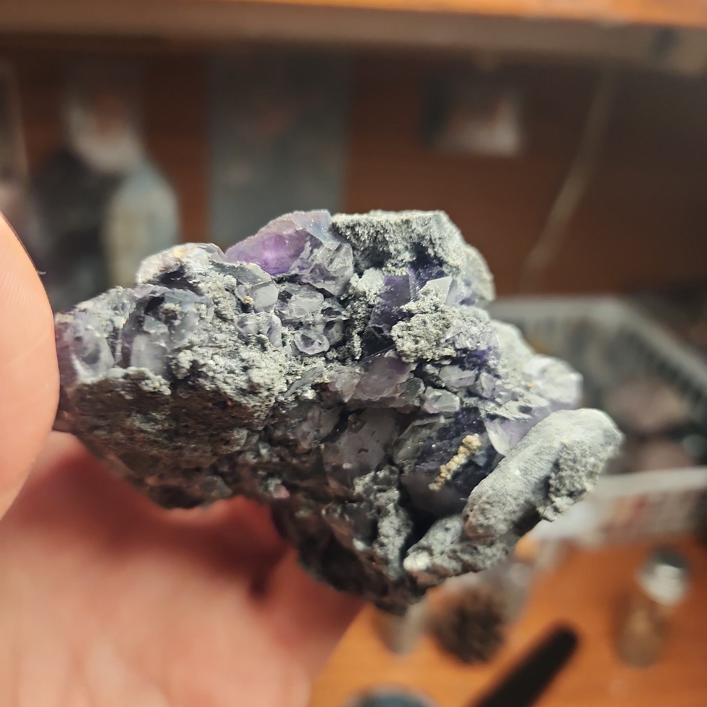 Black Sphalerite with purple Fluorite