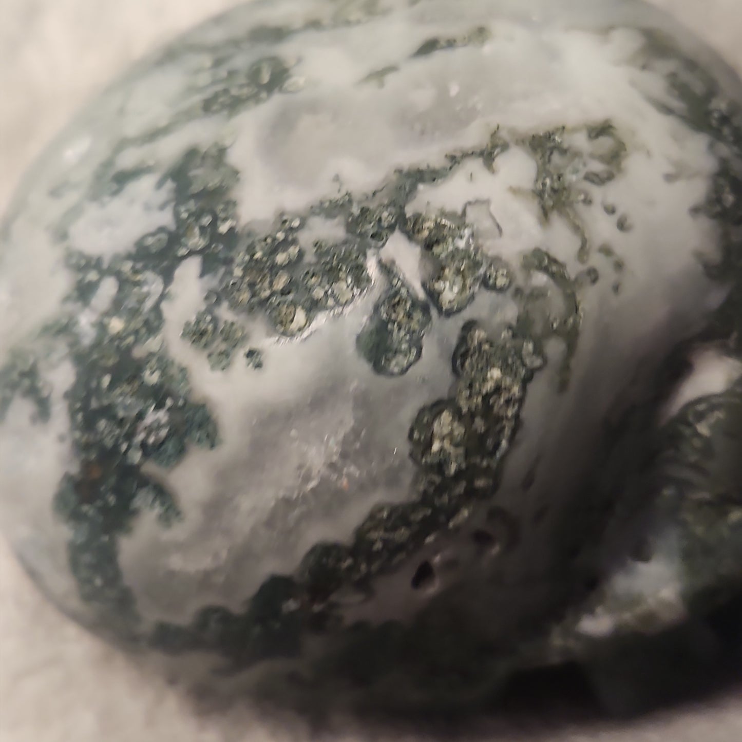 Large Moss Agate Druzy Skull