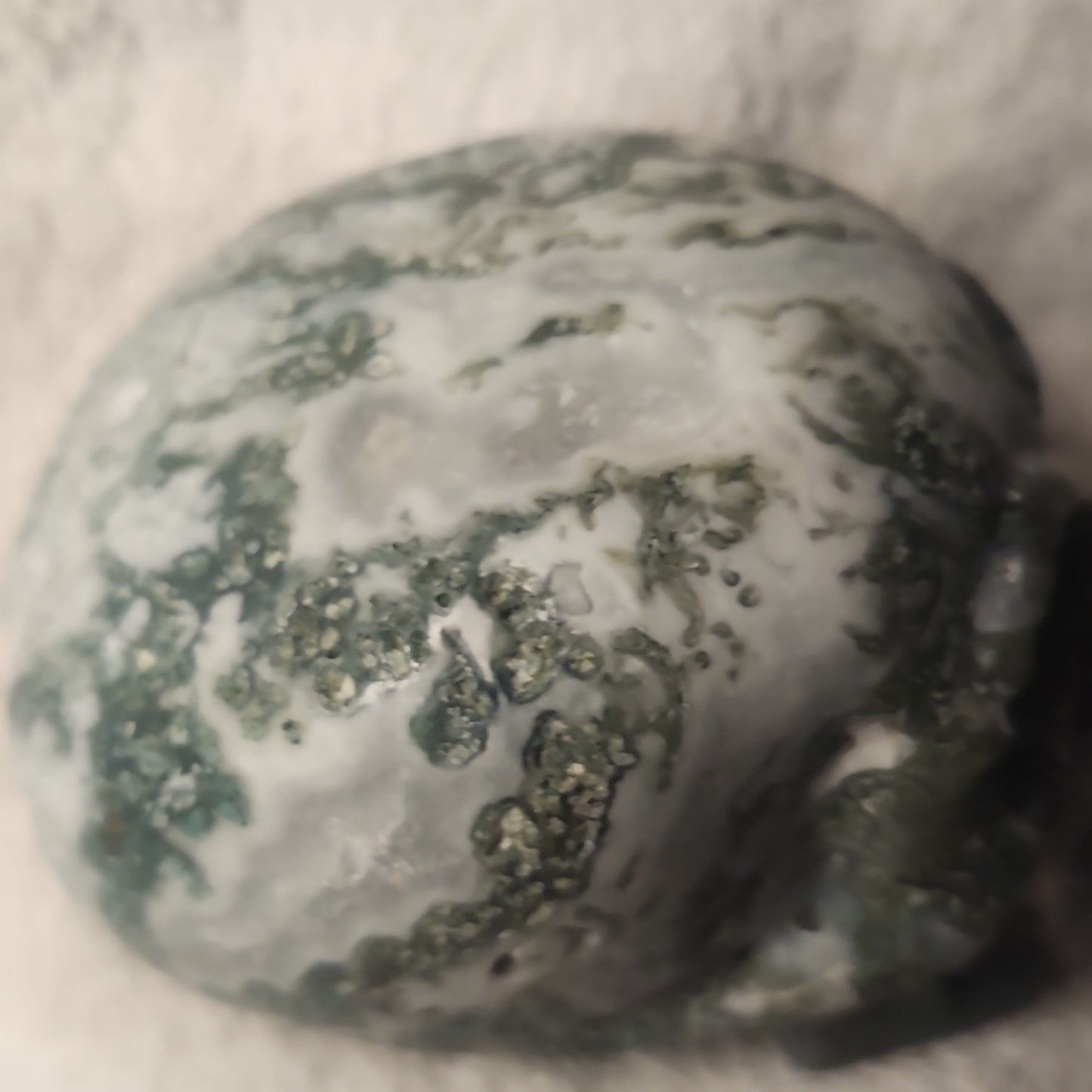 Large Moss Agate Druzy Skull