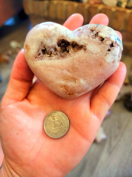 Beautiful pink amethysr druzy heart