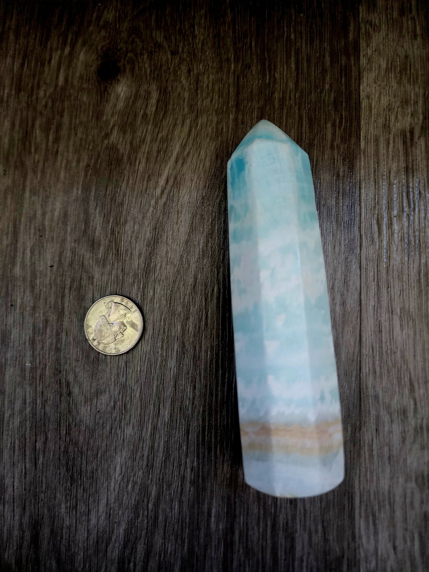 Carribean calcite 6 sided tower