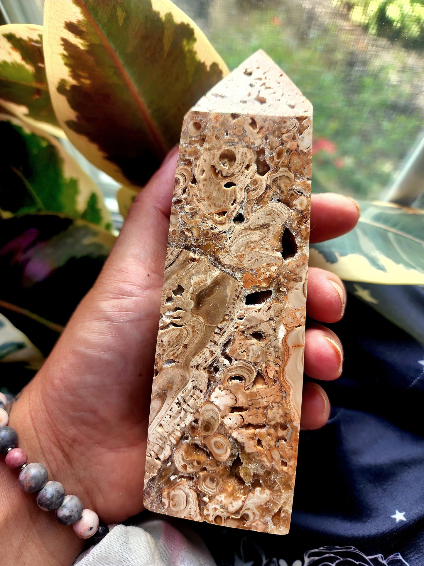 Large fossil jasper tower