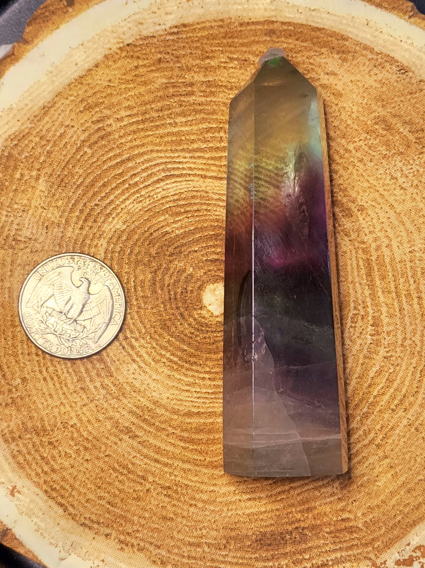 Rainbow fluorite tower