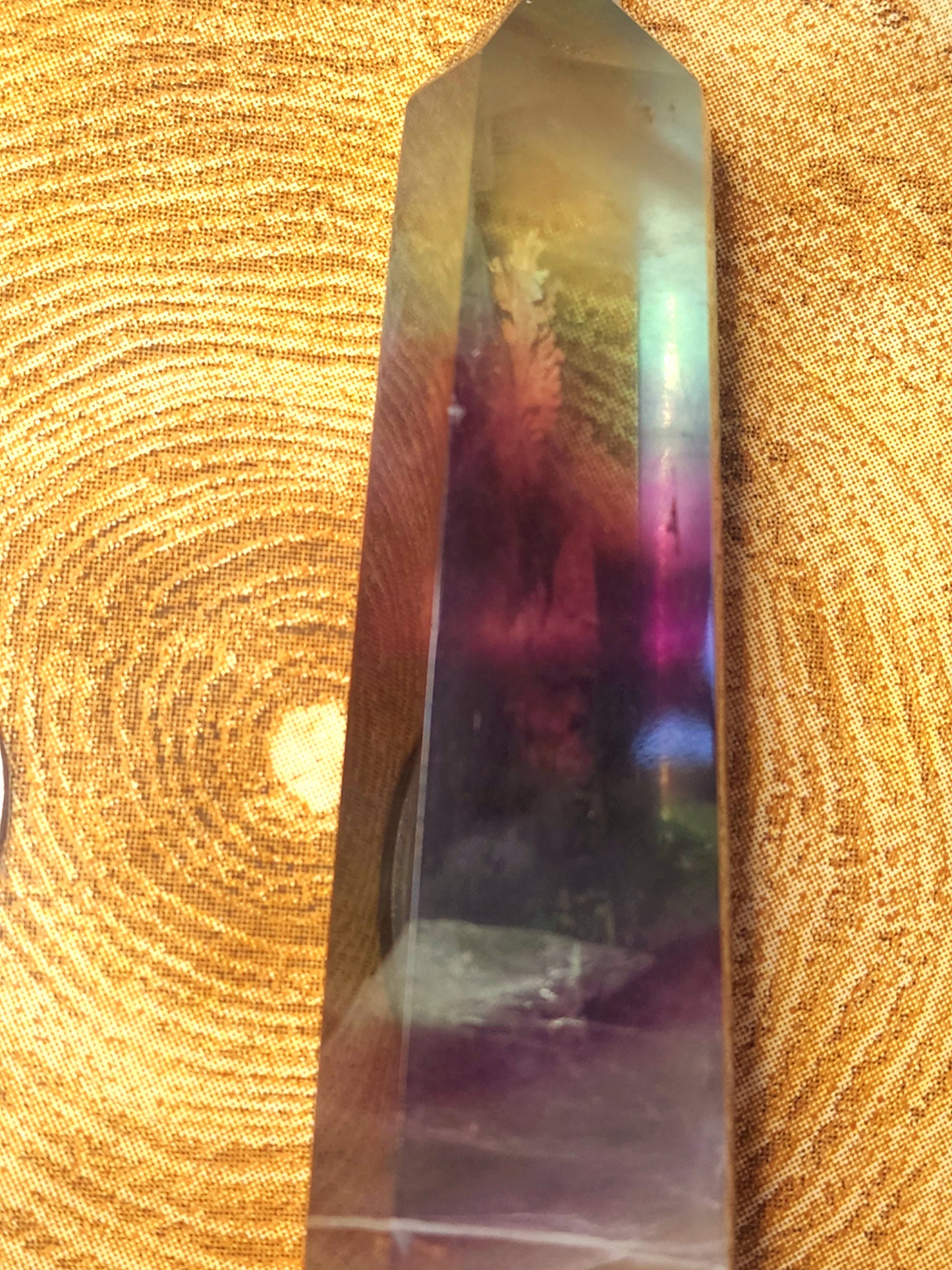 Rainbow fluorite tower