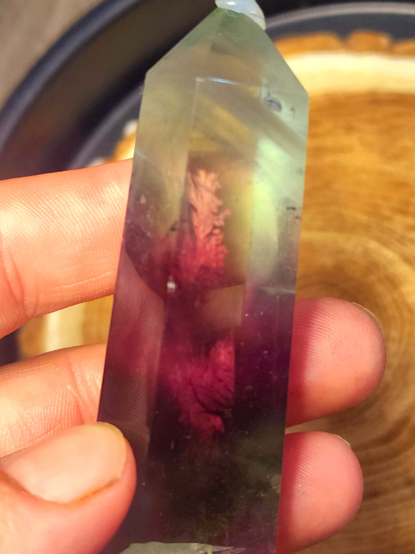 Rainbow fluorite tower