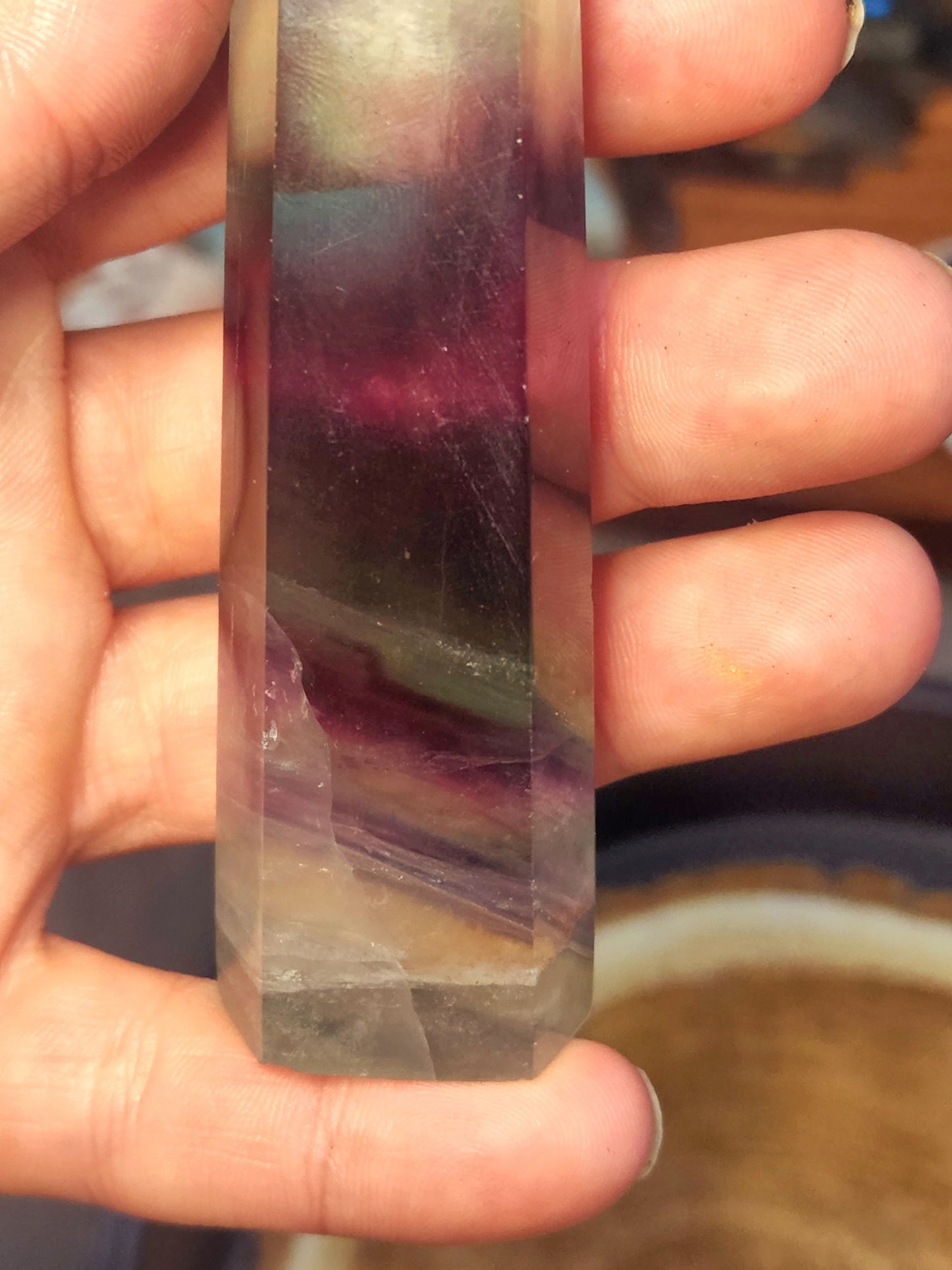 Rainbow fluorite tower