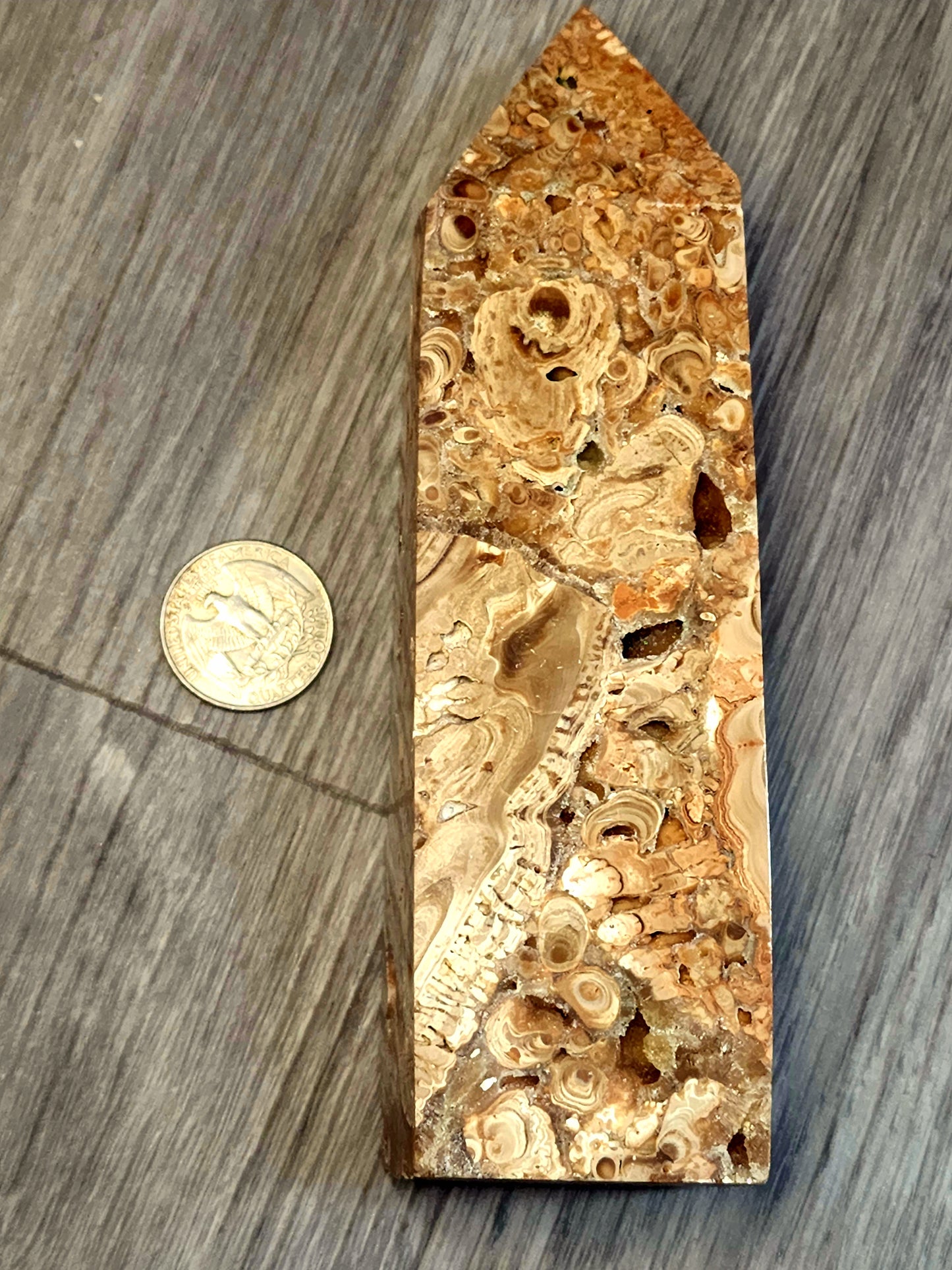 Large fossil jasper tower