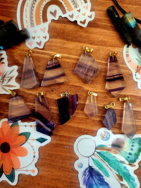 Rainbow fluorite pendant