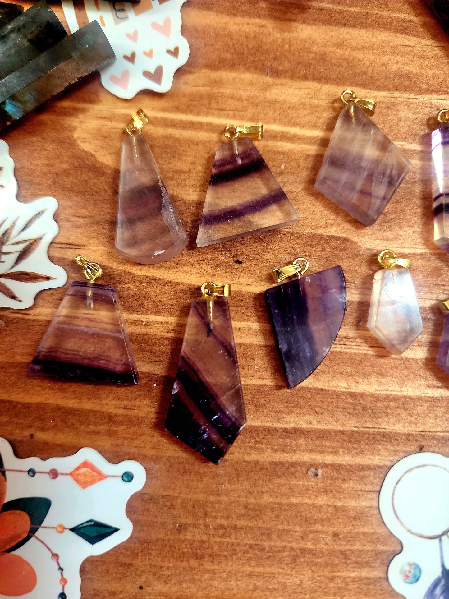 Rainbow fluorite pendant
