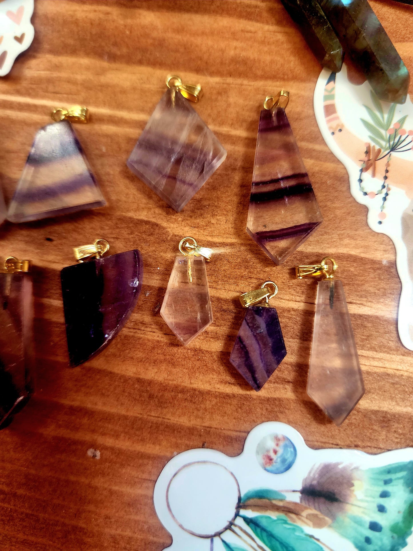 Rainbow fluorite pendant