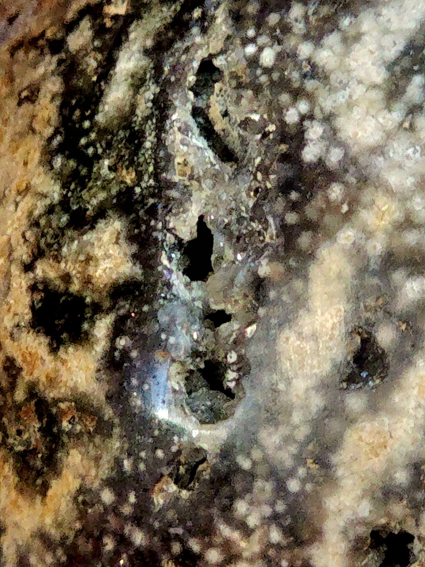 Large druzy ocean jasper sphere