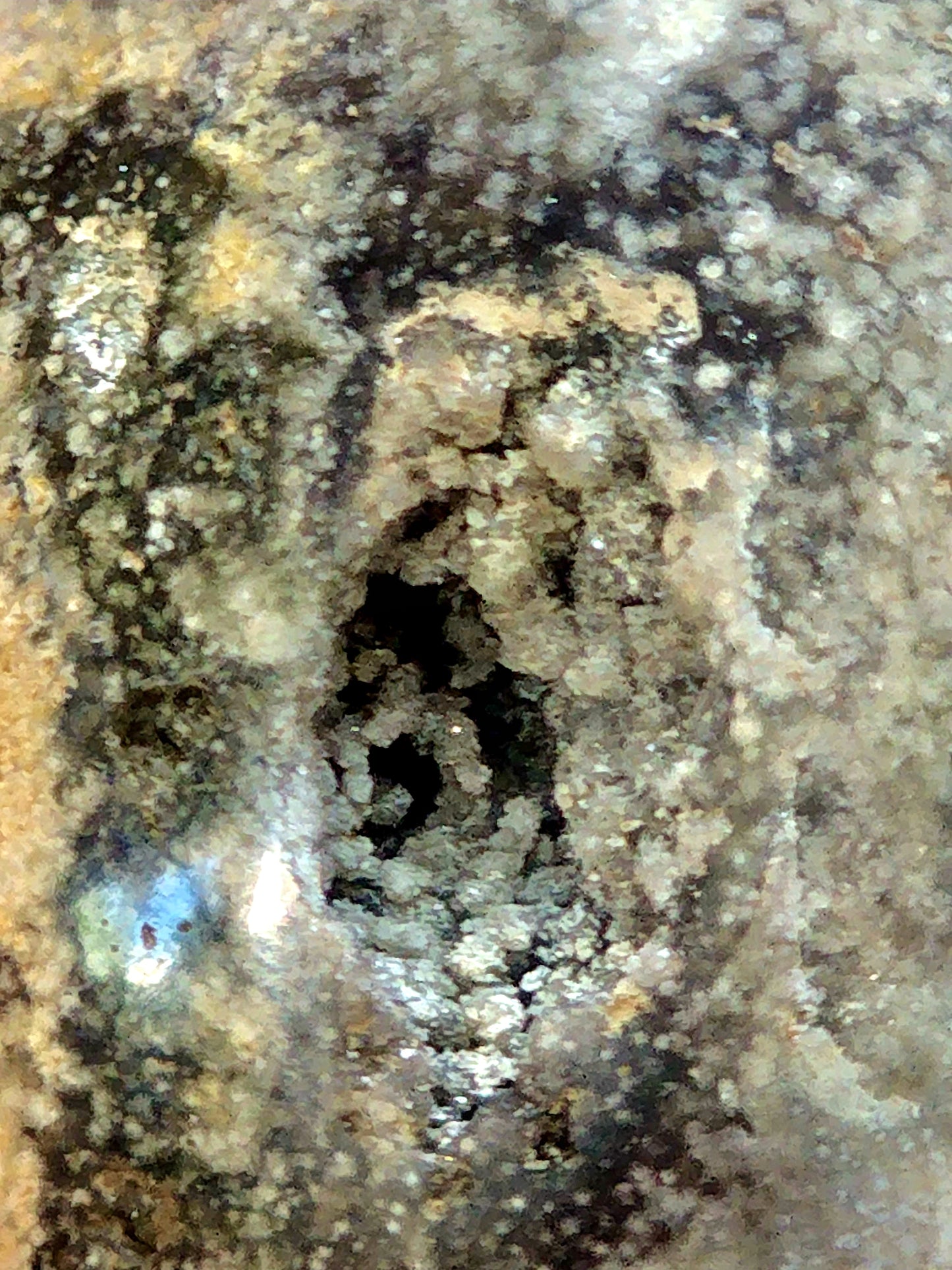 Large druzy ocean jasper sphere