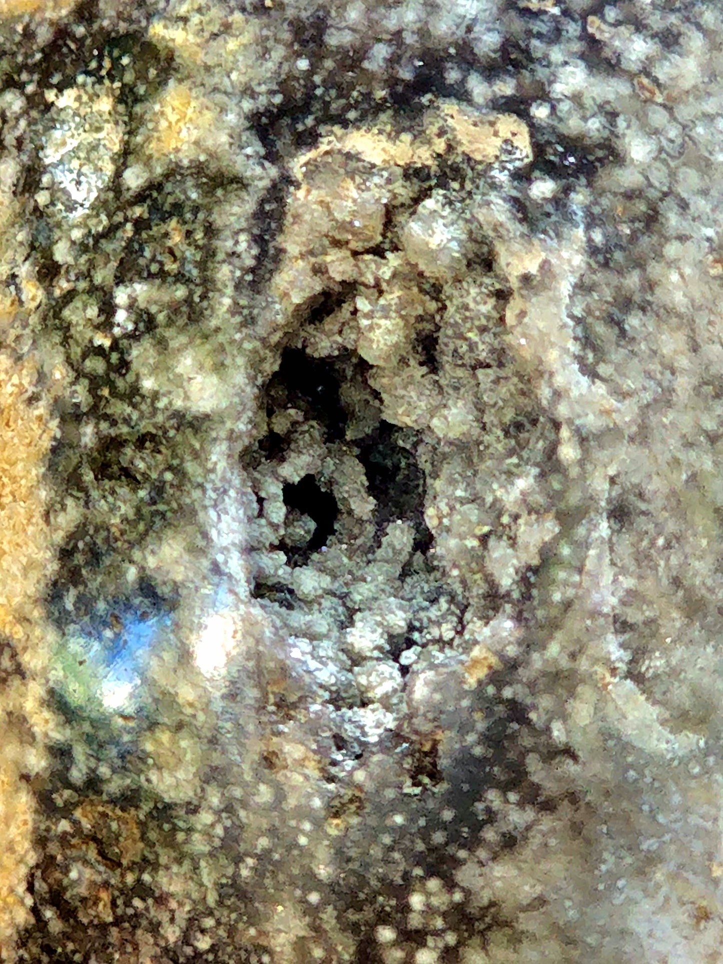 Large druzy ocean jasper sphere