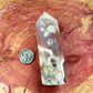 Flower agate and pink amethyst tower