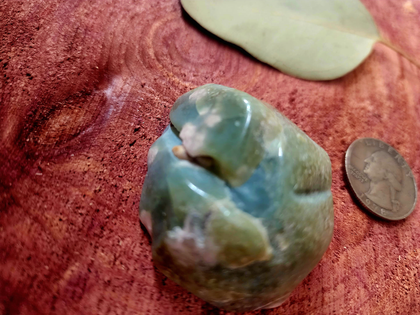 Green flower agate freeform