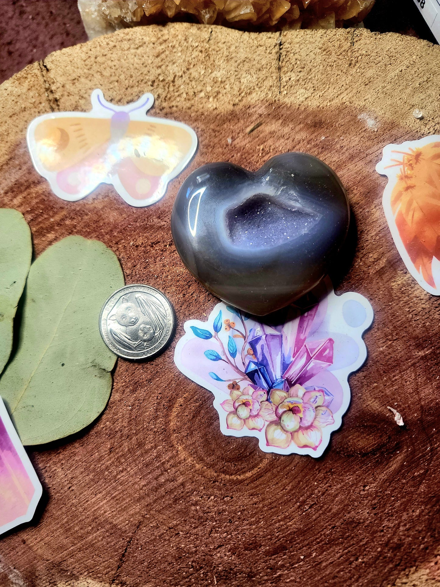 Purple toned druzy agate heart