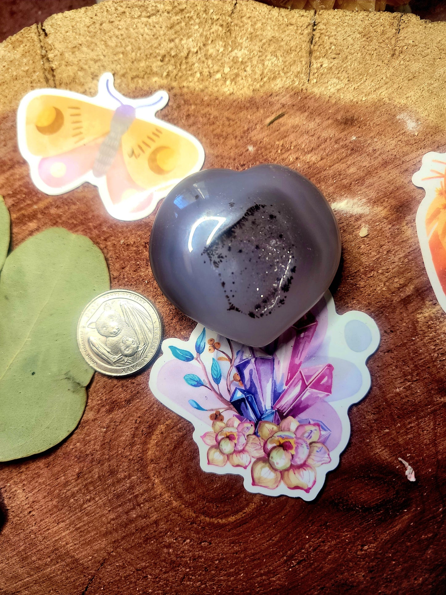 Purple toned druzy agate heart