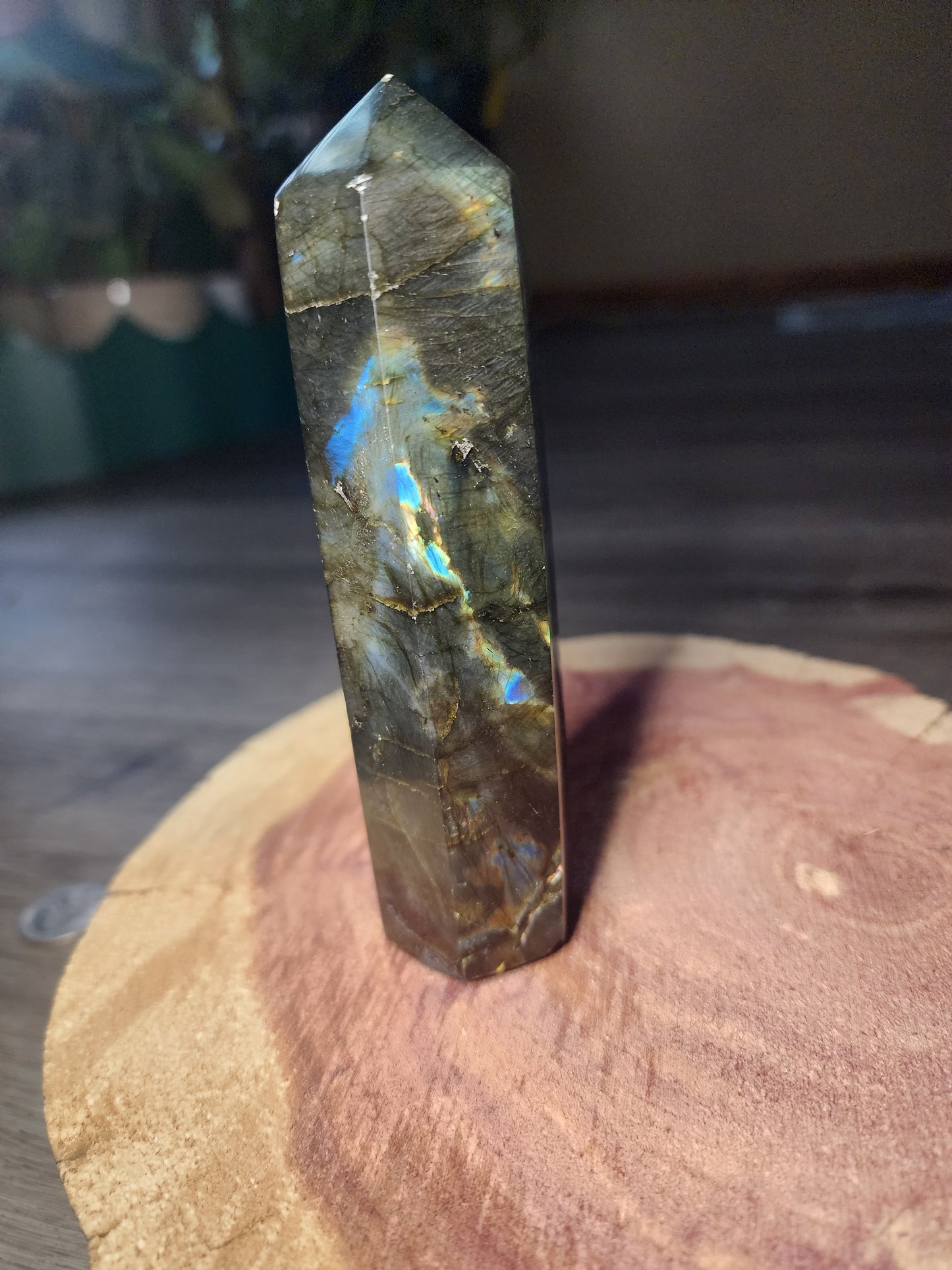 Flashy shimmery labradorite tower!!