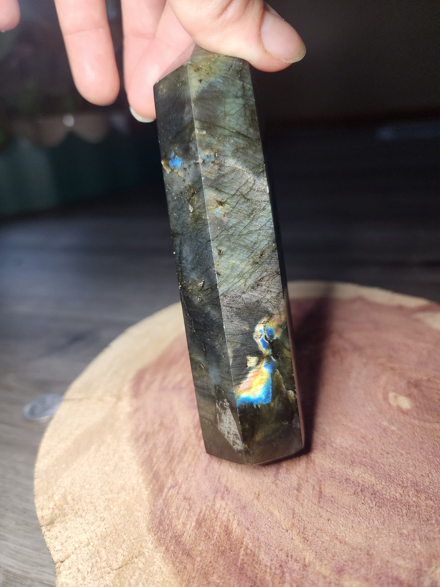 Flashy shimmery labradorite tower!!