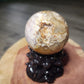Druzy filled flower agate sphere