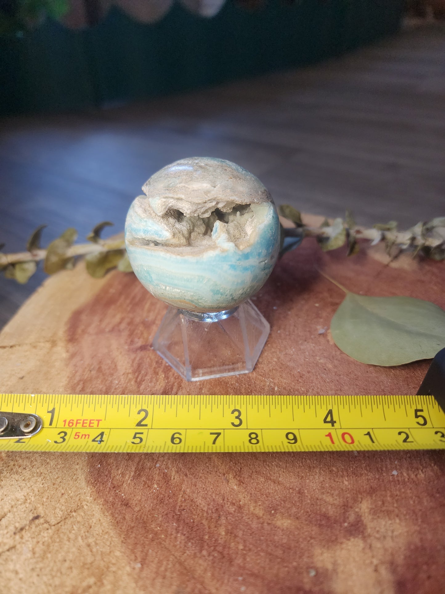 Blue aragonite druzy sphere