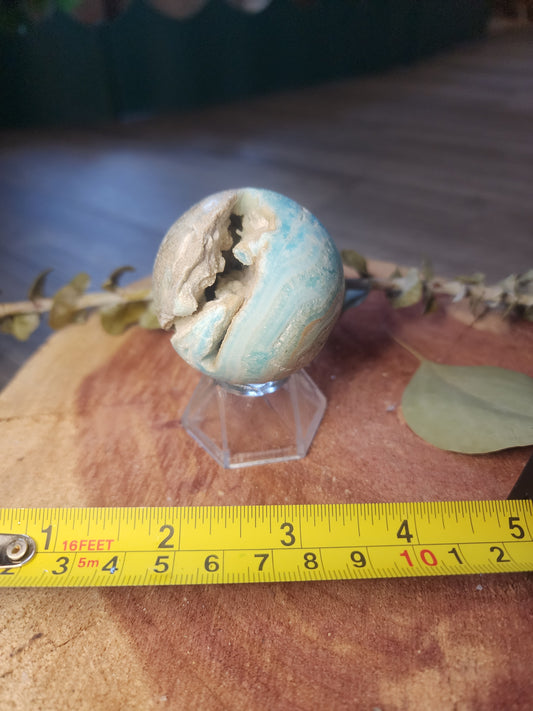 Blue aragonite druzy sphere