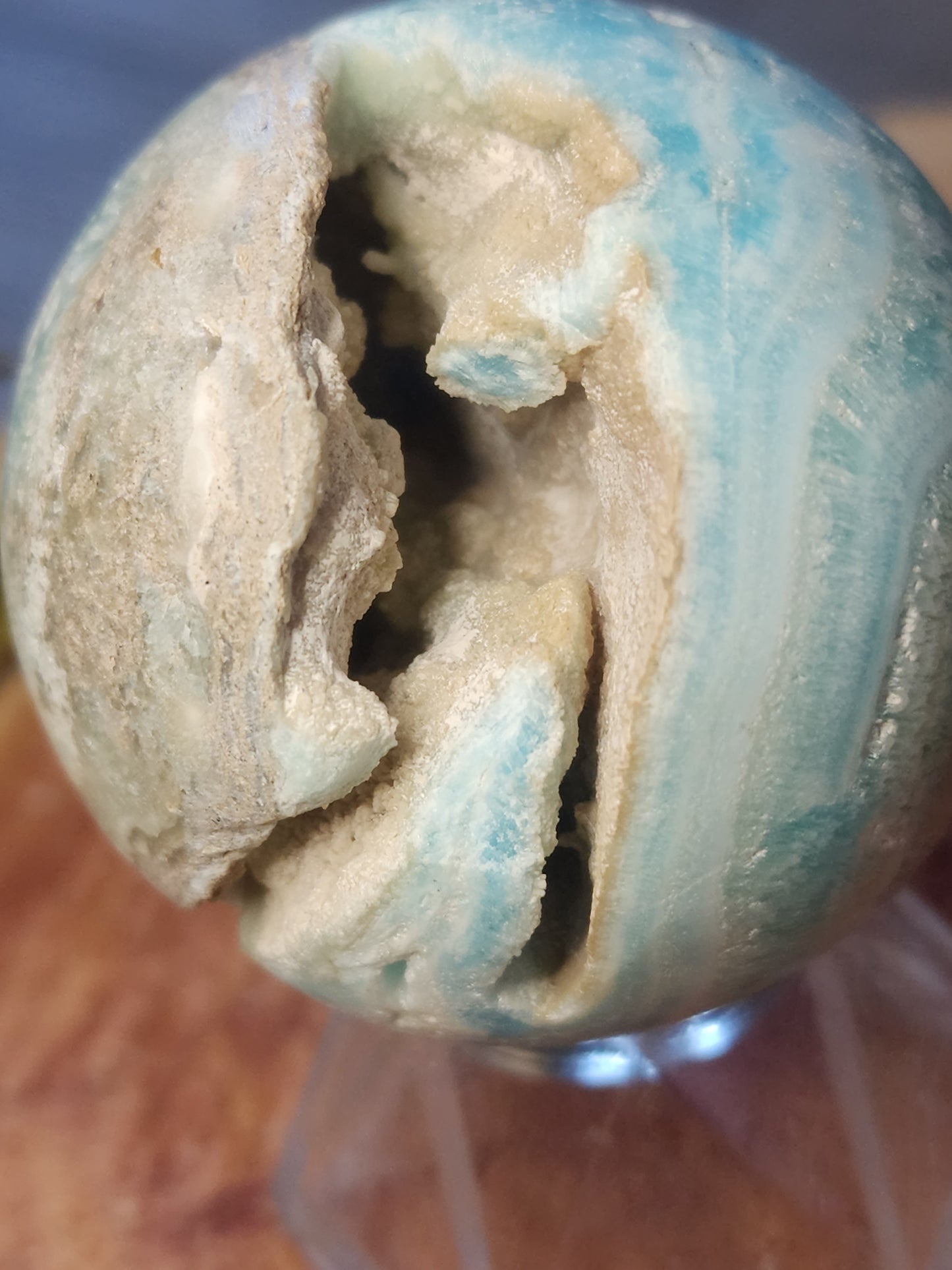 Blue aragonite druzy sphere