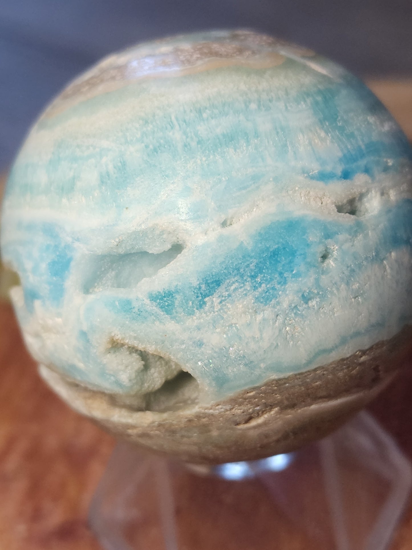 Blue aragonite druzy sphere