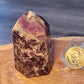 Lepidolite with smokey quartz tower