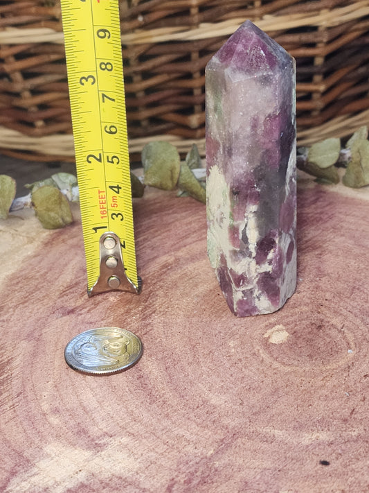 Lepidolite, smokey quartz and pink tourmaline tower