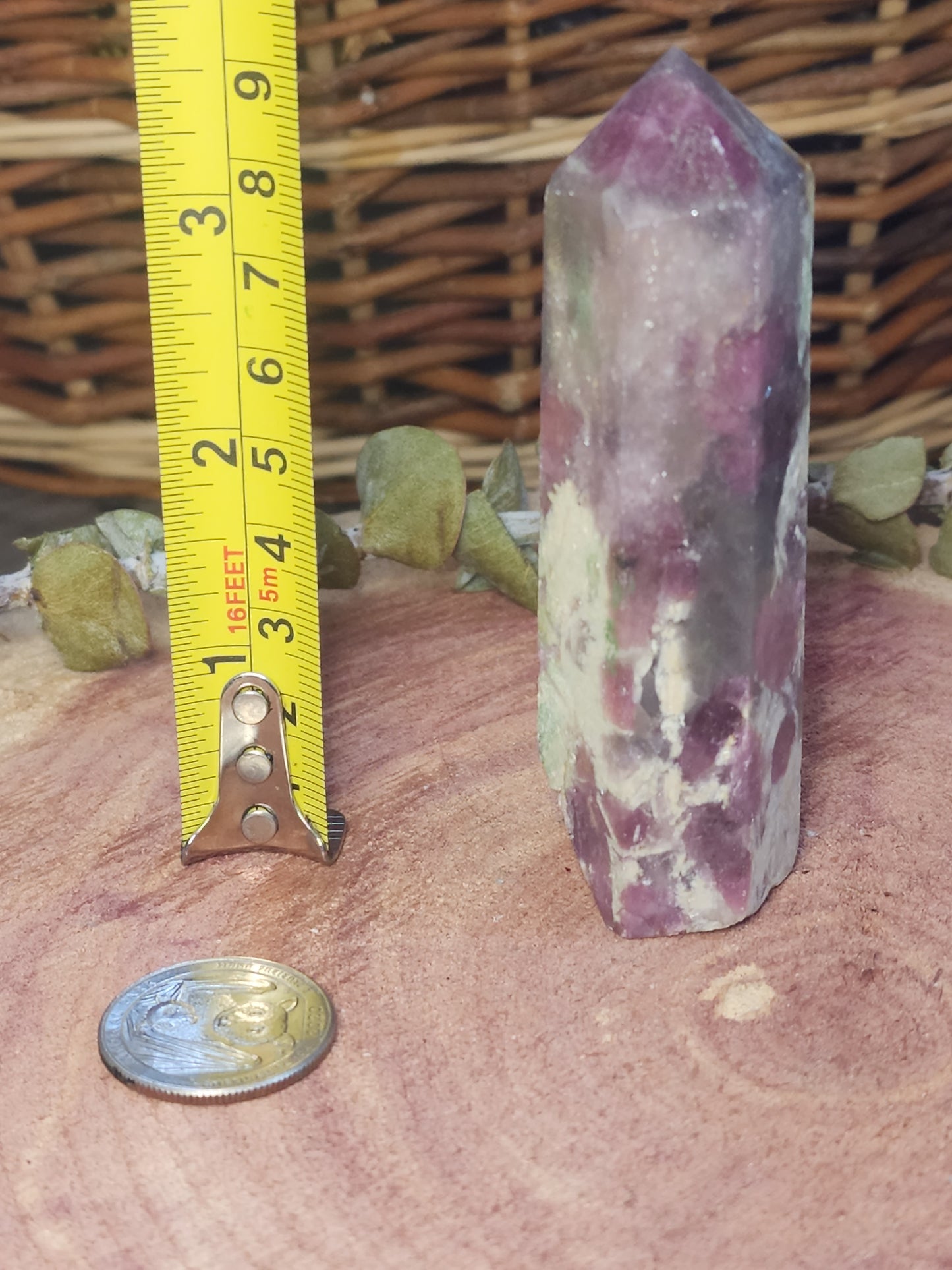 Lepidolite, smokey quartz and pink tourmaline tower