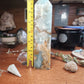 Large blue Aragonite druzy tower