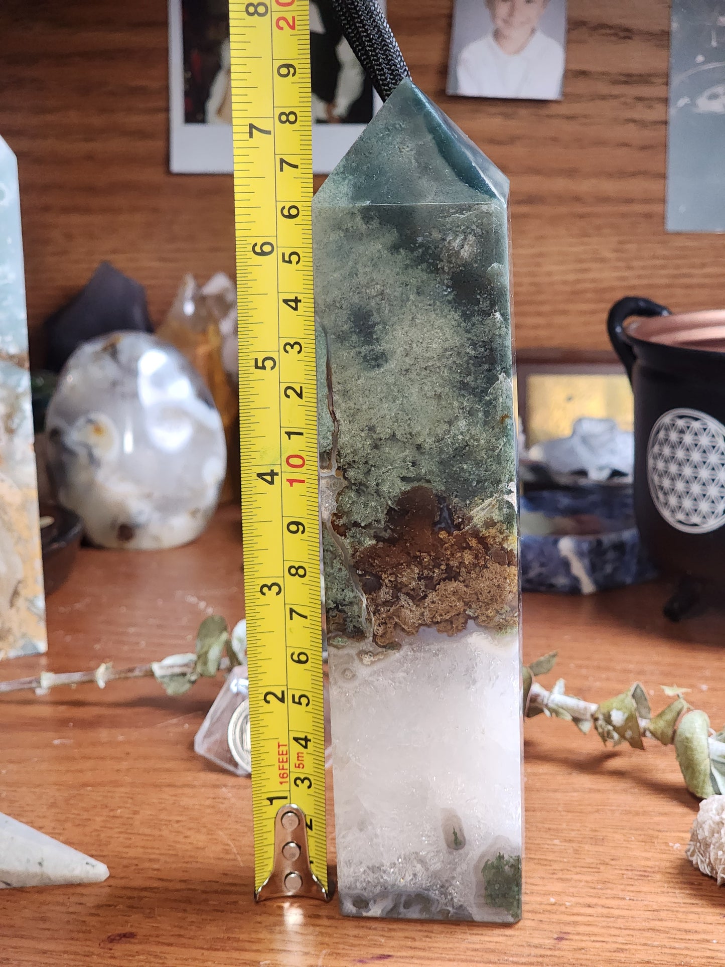 Large Moss agate tower