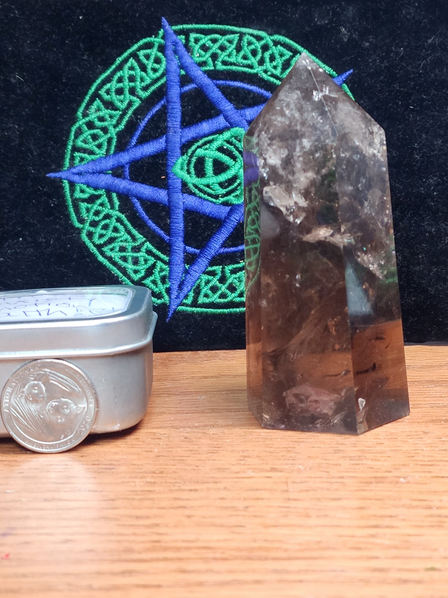 Smokey quartz tower with massive rainbows