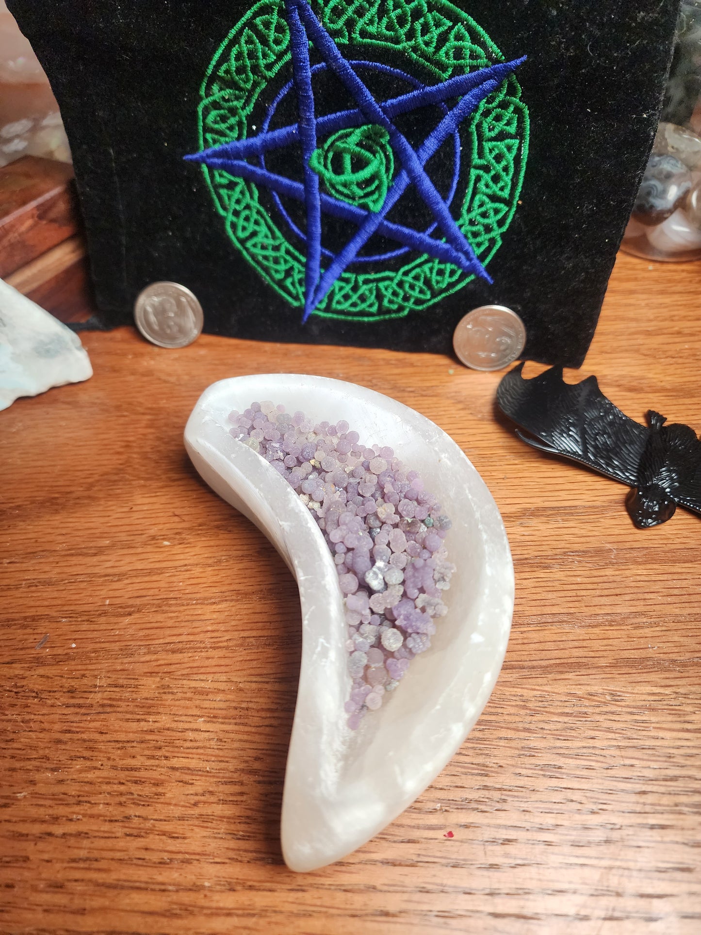 Satin spar moon bowl