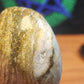 Large ocean jasper palmstone with quartz druzy