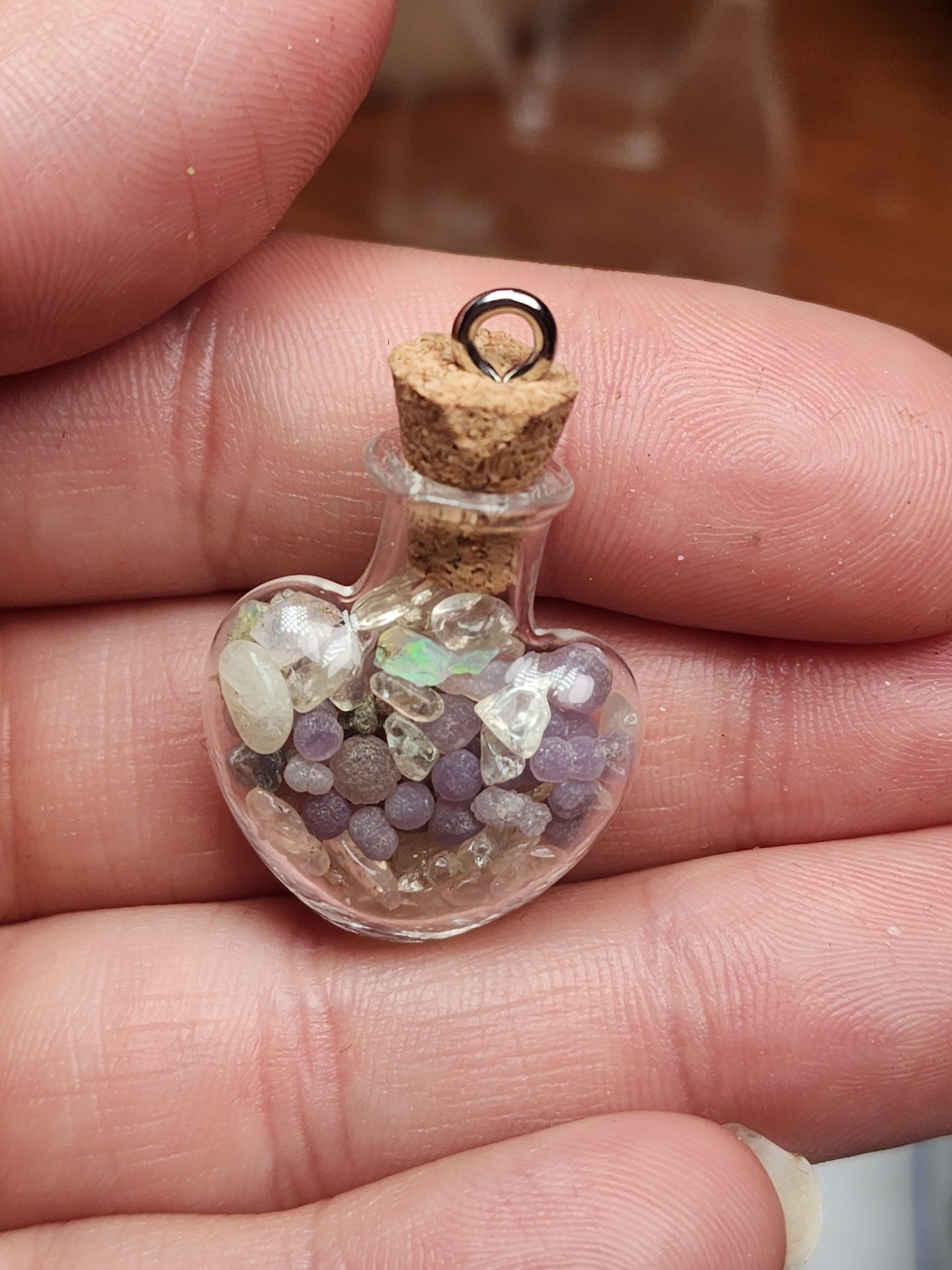 Ethiopian opal x grape agate x mini natural citrine jar necklace