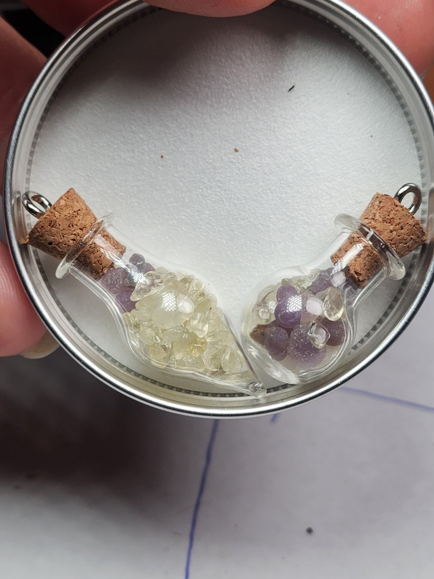 Ethiopian opal x grape agate x mini natural citrine jar necklace