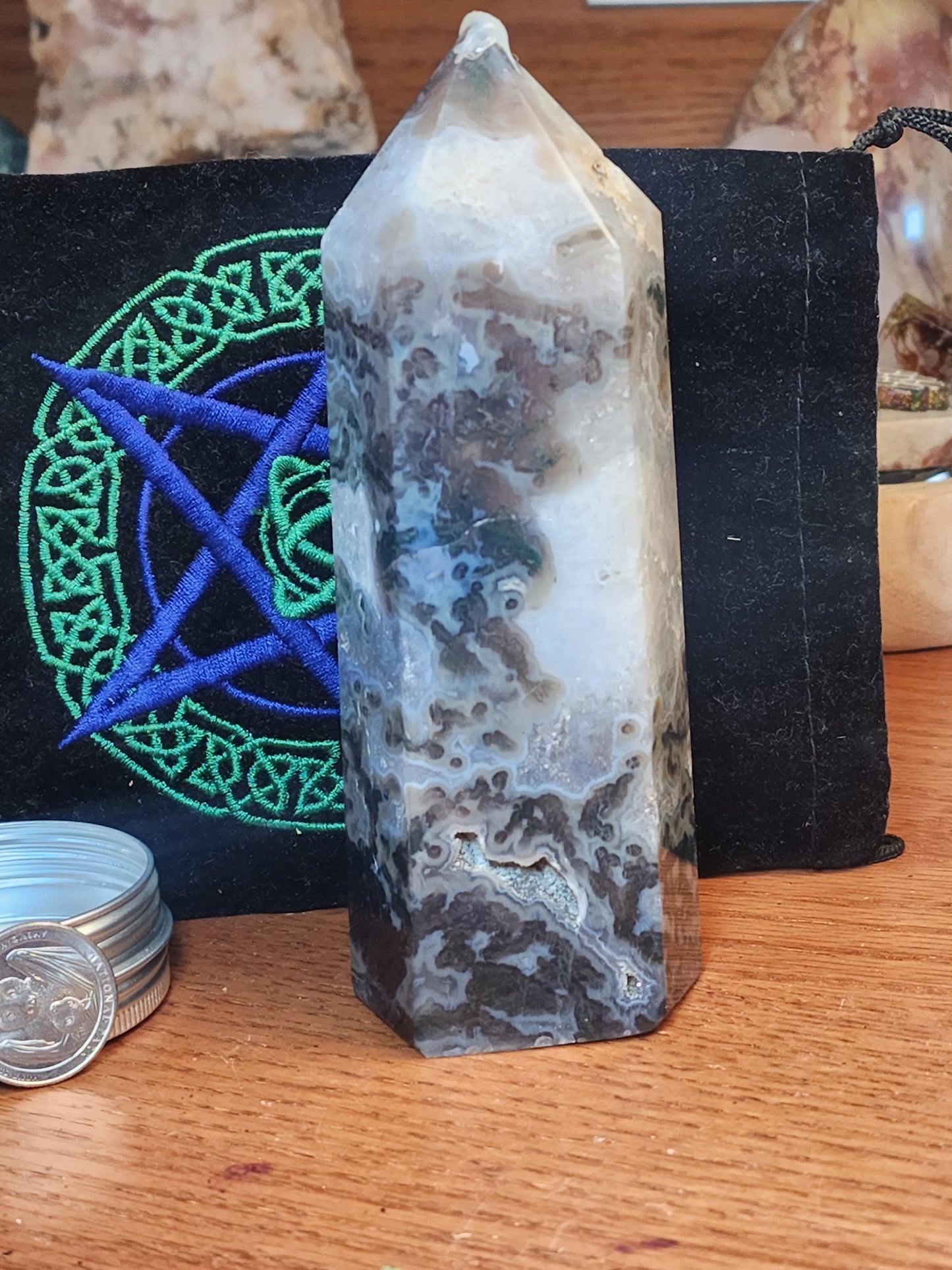 Moss agate tower