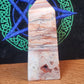 Pink crazy lace agate druzy tower